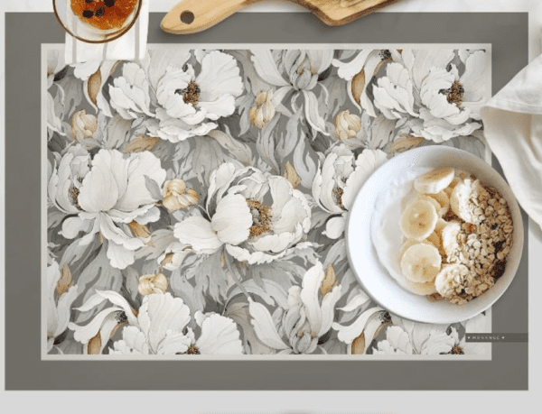 Mantel de gabardina "Flores Grises" - Imagen 6