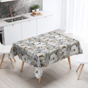 Mantel de gabardina "Flores Grises"