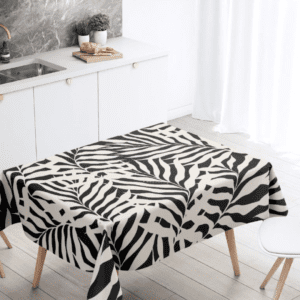 Mantel de gabardina "Hojas Negras Grandes"