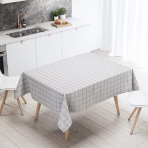 Mantel de gabardina "Lino cuadros marrón y gris"