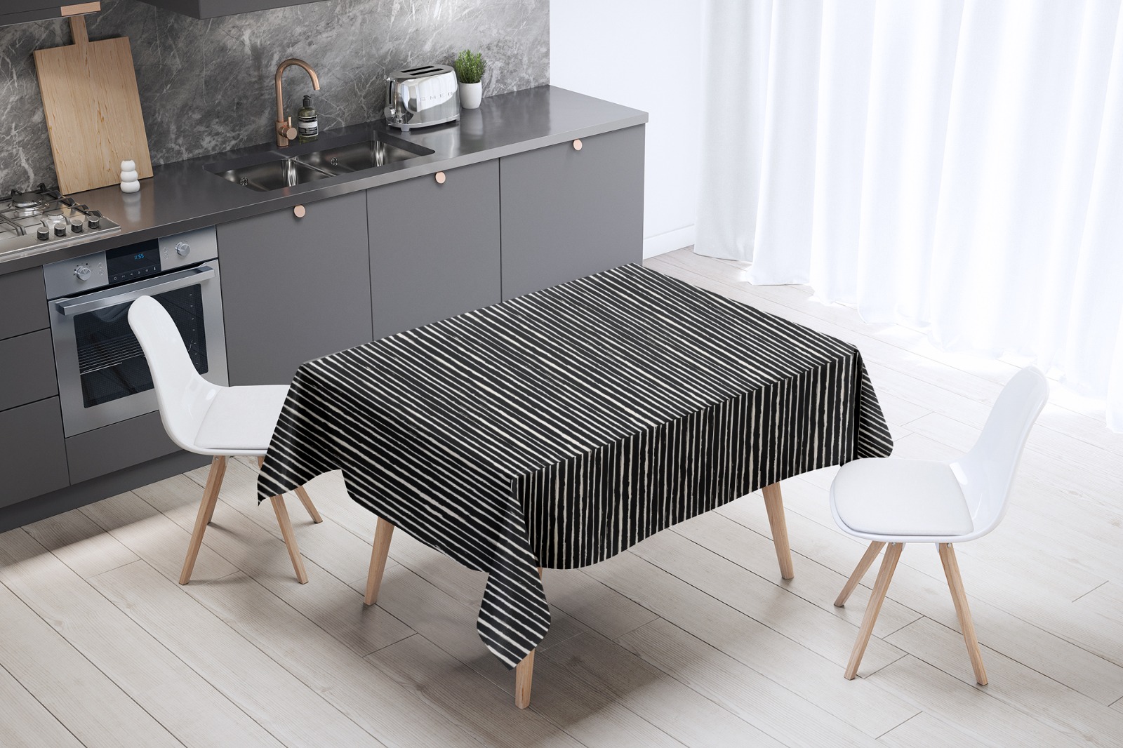 Mantel de gabardina "Líneas Negras"