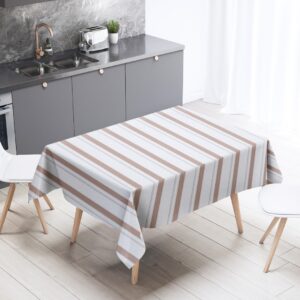 Mantel de gabardina "Simil Lino Líneas Gris y Mocka"