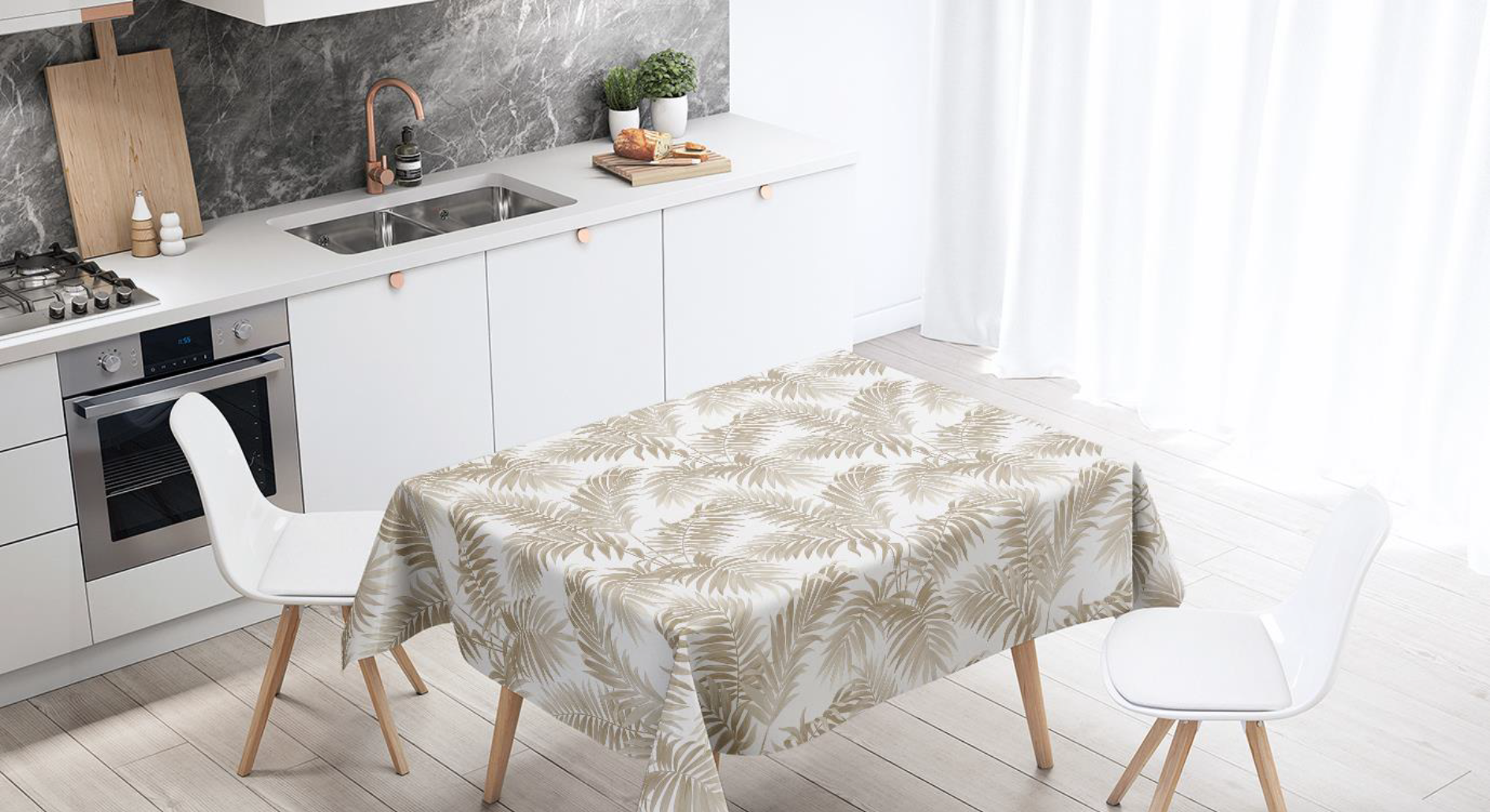 Mantel de gabardina "Helechos"