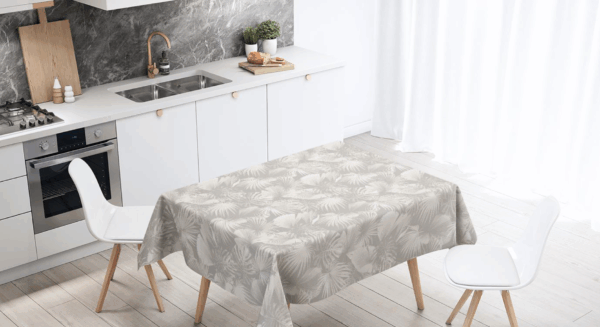Mantel de gabardina "Hojas Combinadas"