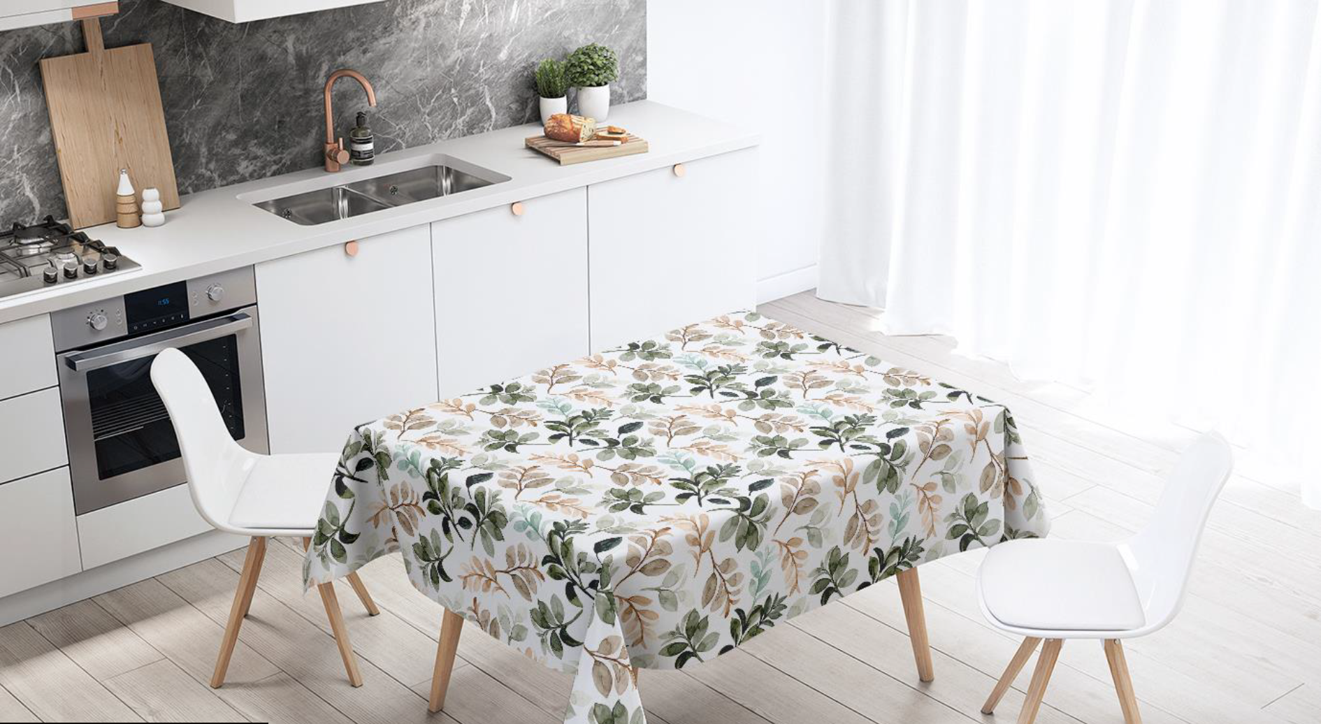Mantel de gabardina "Hojas Tierras"