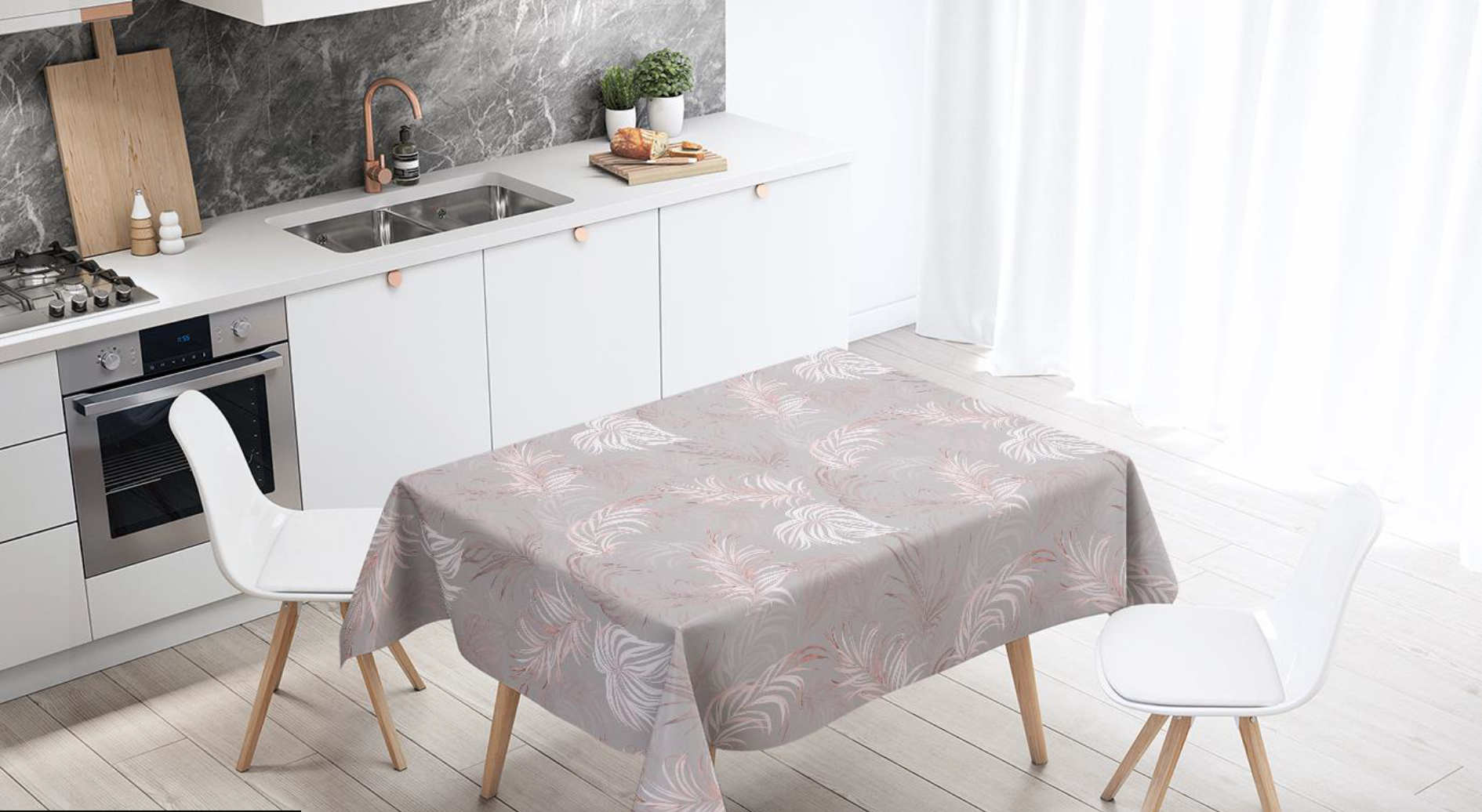 Mantel de gabardina "Paint Gris con Rosa"