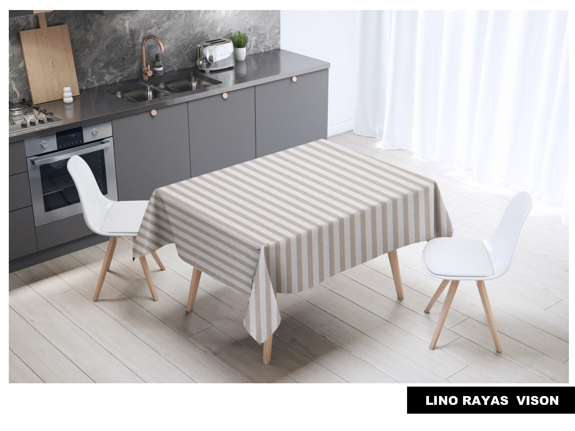 Mantel de gabardina "Lino Rayas Visón"