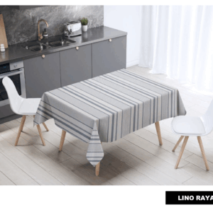 Mantel de gabardina "Lino Rayas Azul"