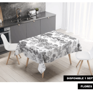 Mantel de gabardina "Flores Negras"