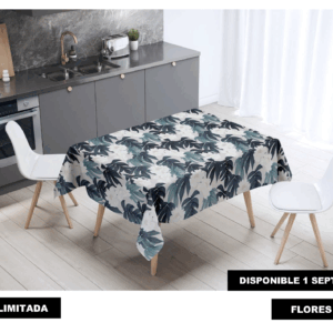 Mantel de gabardina "Flores Azules"