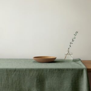 Mantel de gabardina "Lino liso verde seco"