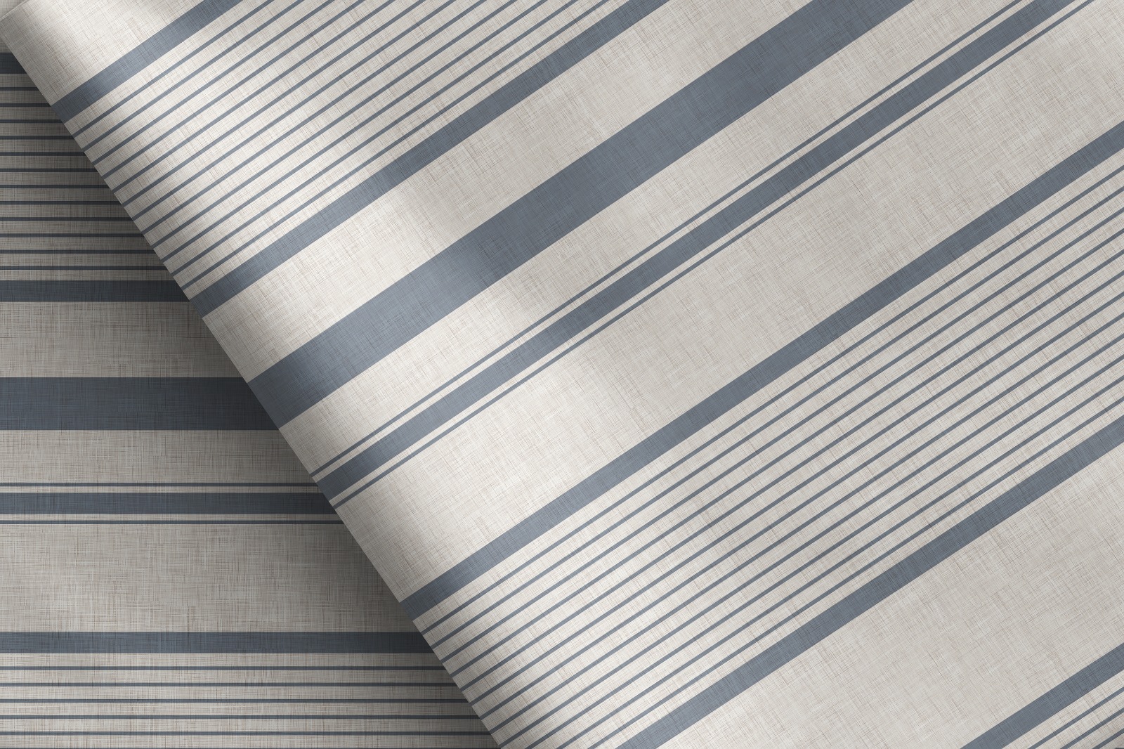 Mantel de gabardina "Lino Rayas Azul" - Imagen 2